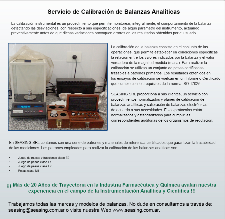 Calibracion De Balanzas Analiticas Electronicas Y Colorimetros